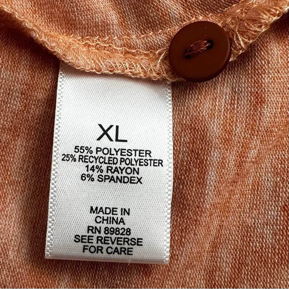LOGO by Lori Goldstein Heather Orange 3/4 Sleeves Henley Top, Size XL